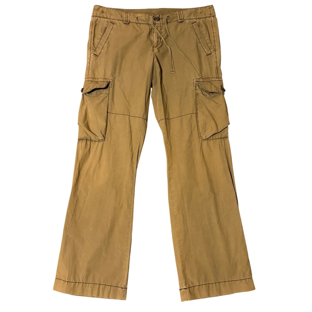 Vintage Polo Ralph Lauren Cargo Pants Womens 12 Tan Drawstring Utility Wide Leg